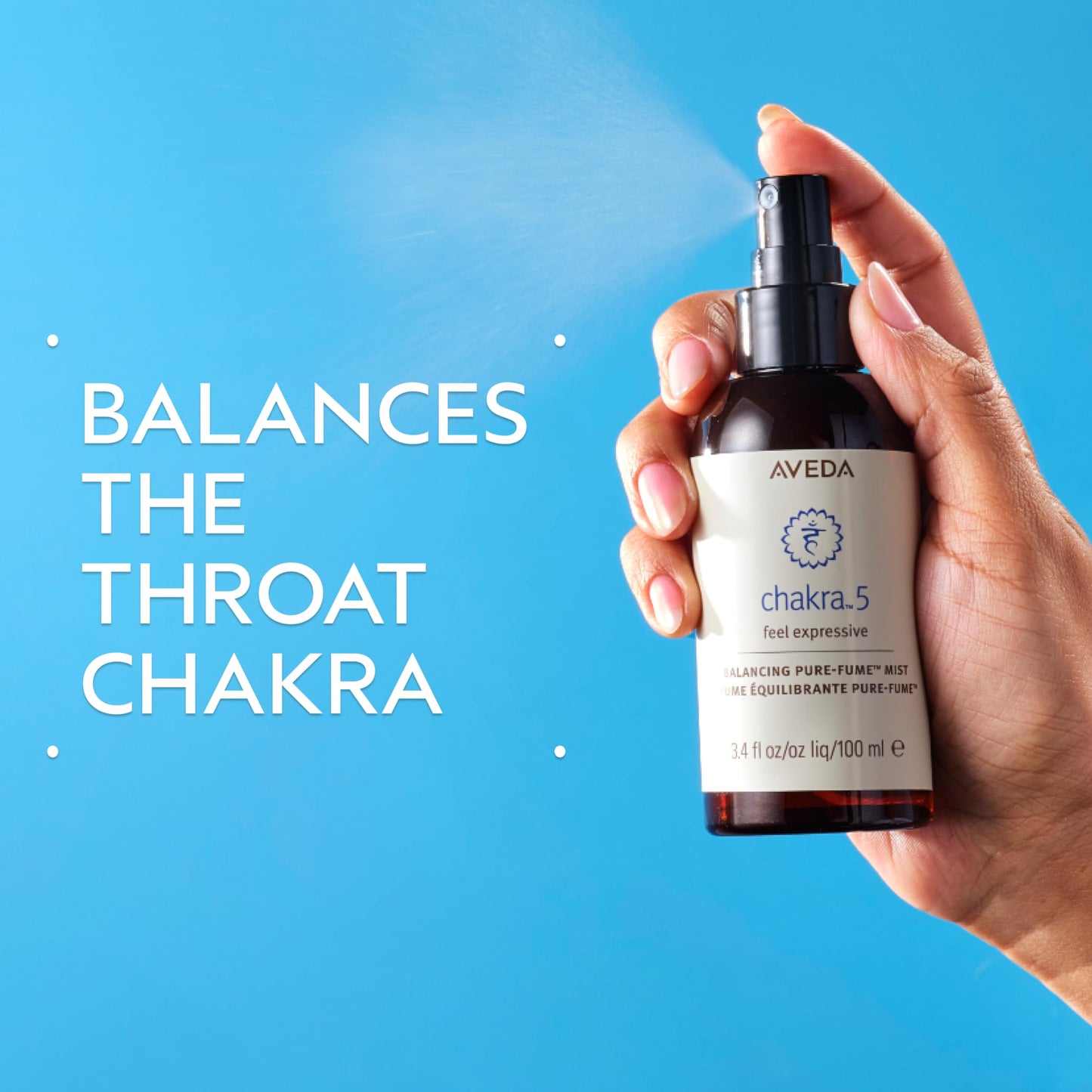 Aveda Chakra 5 Balancing Pure-Fume Mist: Throat | Body & Room Spray | Balances Throat Chakra | With Certified Organic Grapefruit, Rosemary, Ylang