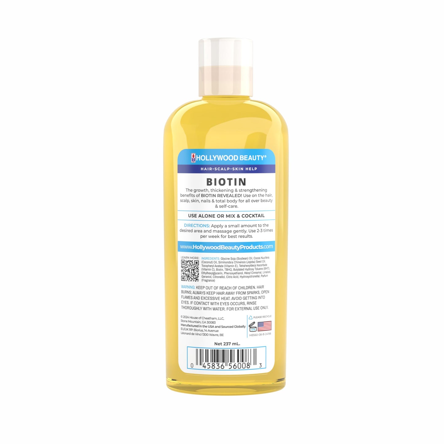 Hollywood Beauty Biotin Oil for Hair, Scalp, and Skin (8 fl oz)