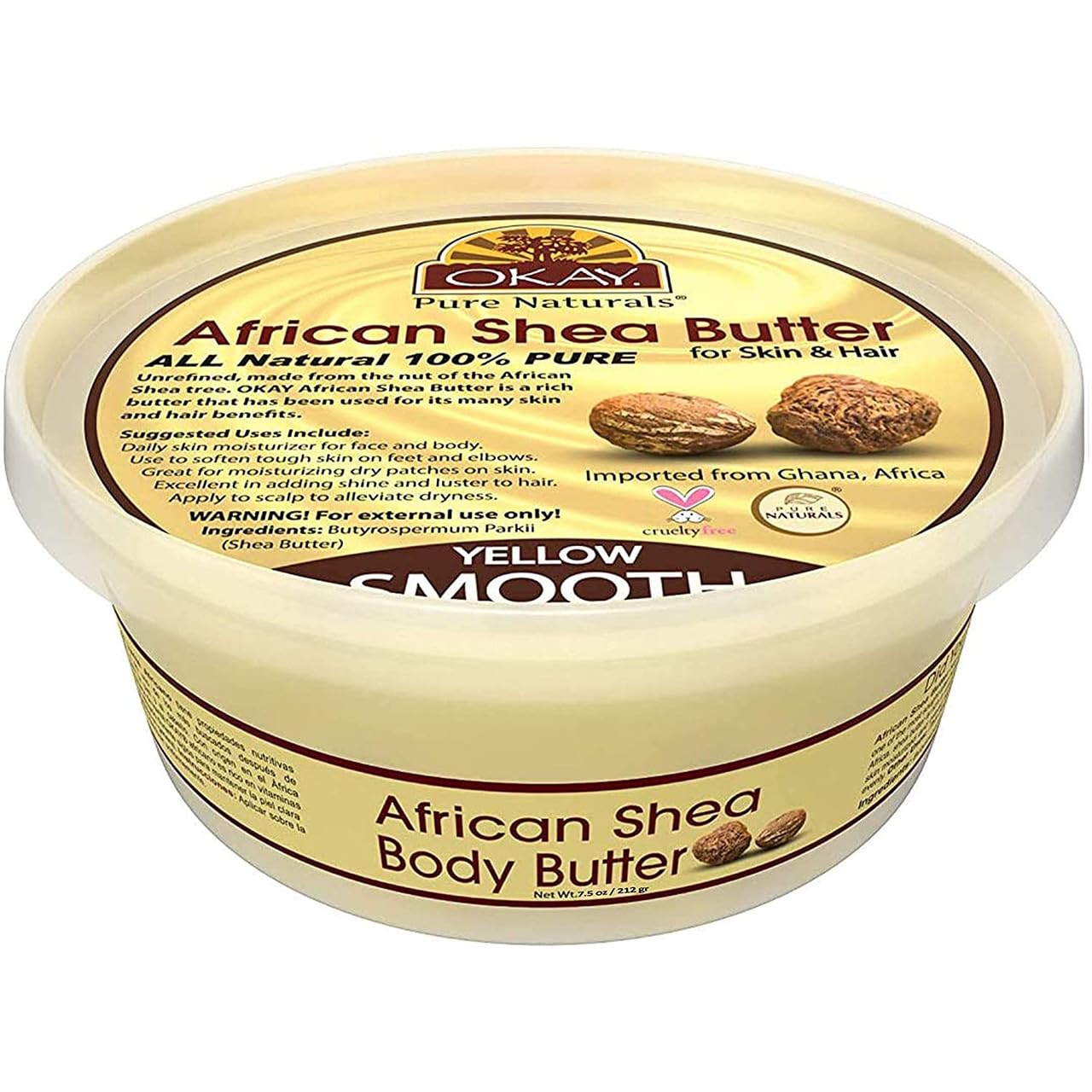 OKAY Pure Naturals Yellow Shea Butter for Hair and Skin - Raw African Shea Butter for Women and Men, Daily Moisturizer for Face and Body, Helps Beauty and Personal Care OKAY Default Title