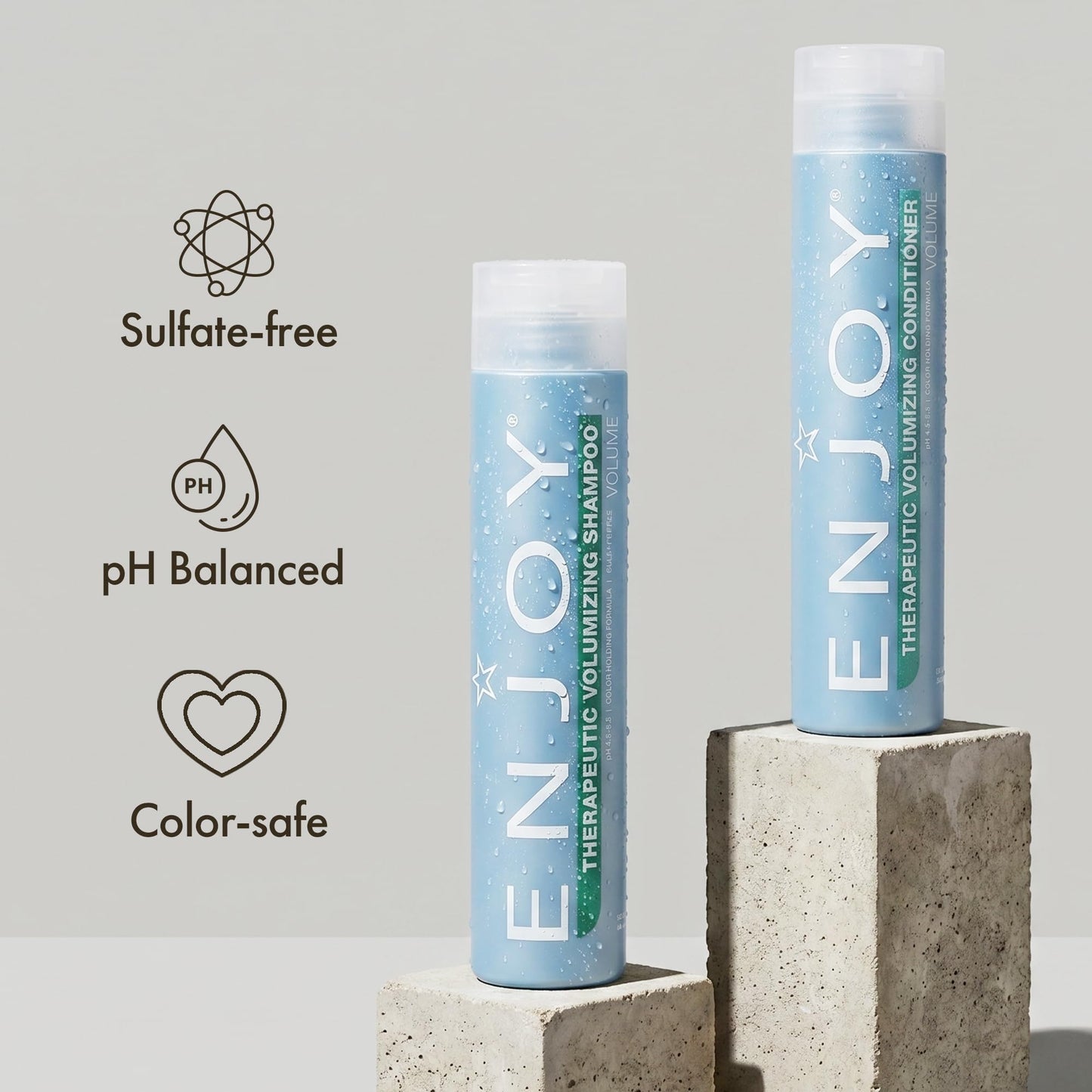 Enjoy Therapeutic Volumizing Shampoo & Conditioner Set for Fine & Thinning Hair, Aroma-Therapeutic Scalp Stimulating, Lightweight, Color-Safe Volume