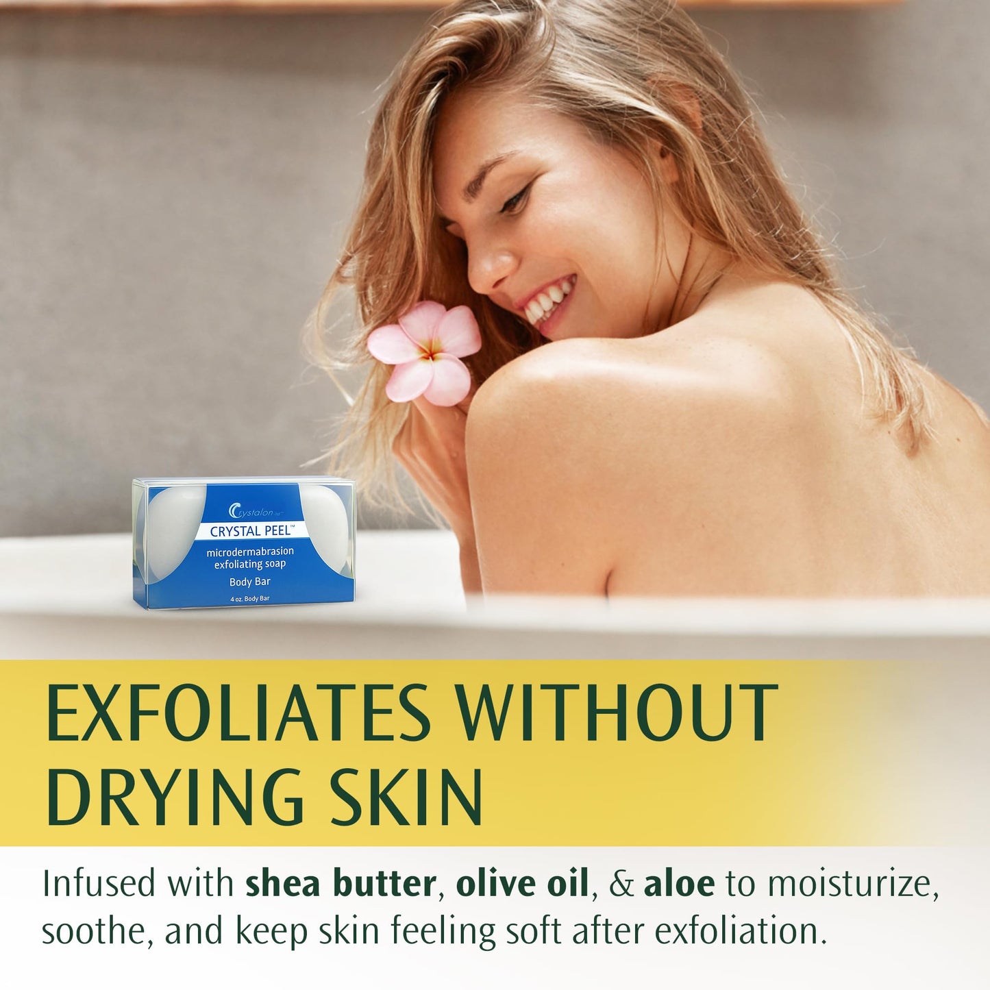 Exfoliating Bar Soap for Men & Women, Crystal Peel Luxury Microdermabrasion Hydrating & Exfoliating Body Soap Bar, Solid Magnesium Mineral Scrub