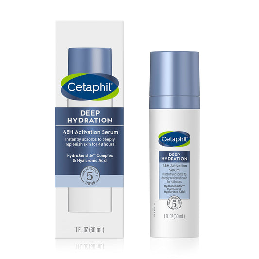 Cetaphil Deep Hydration 48Hr Activation Serum, 1 fl oz, 48 Hr Face Moisturizer for Dry, Sensitive Skin, With Hyaluronic Acid, Vitamin E & B