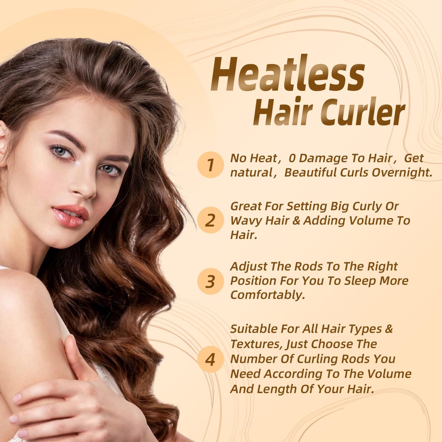 Luckybear Overnight Heatless Hair Curler Rods Jumbo, 3pcs Satin Flexi Rods for All Hair Types, Heatless Overnight Curls Styling Tools, Soft Velvet Beauty and Personal Care Luckybear