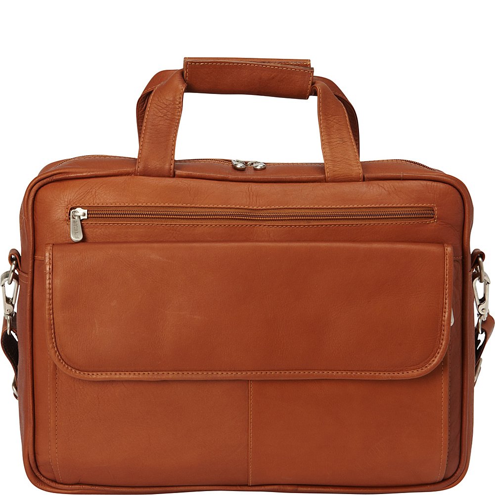 Piel Leather Slim Top-Zip Briefcase, Black, One Size