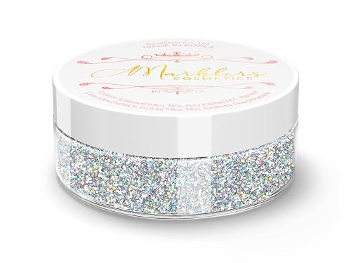 MARBLERS Holographic Face & Body Glitter [Holo Silver] 0.18oz (5g) | Fine | Non-Toxic | Vegan | Cruelty-Free | Festival, Rave & Party Makeup | Eye