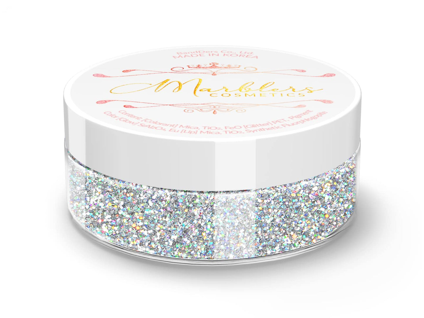 MARBLERS Holographic Face & Body Glitter [Holo Silver] 0.18oz (5g) | Fine | Non-Toxic | Vegan | Cruelty-Free | Festival, Rave & Party Makeup | Eye