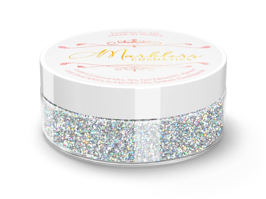 MARBLERS Holographic Face & Body Glitter [Holo Silver] 0.18oz (5g) | Fine | Non-Toxic | Vegan | Cruelty-Free | Festival, Rave & Party Makeup | Eye