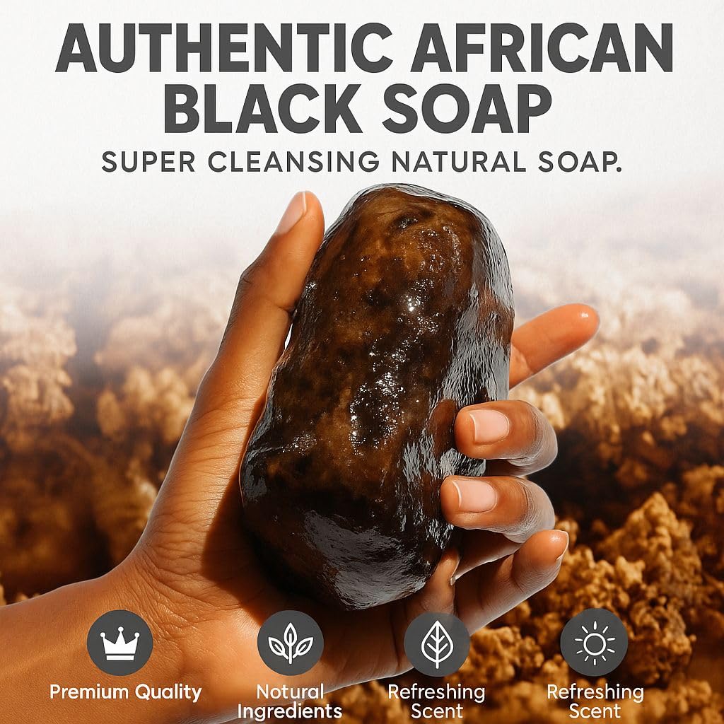 African Black Soap Bar scented, long lasting for oily skin, 100% authentic from Ghana.