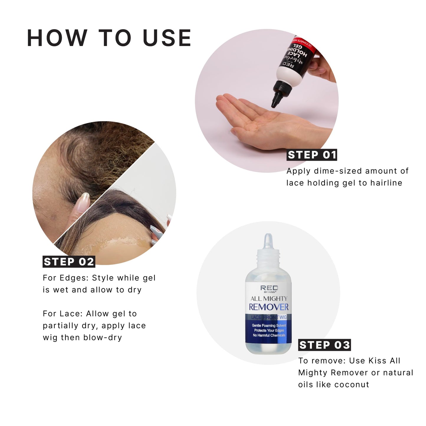 Red by Kiss Styler Fixer Lace Holding Gel, Long Lasting 72-Hr Wear, Quick-Dry Formula for Seamless Lace Application, Scalp Protection & Conditioning