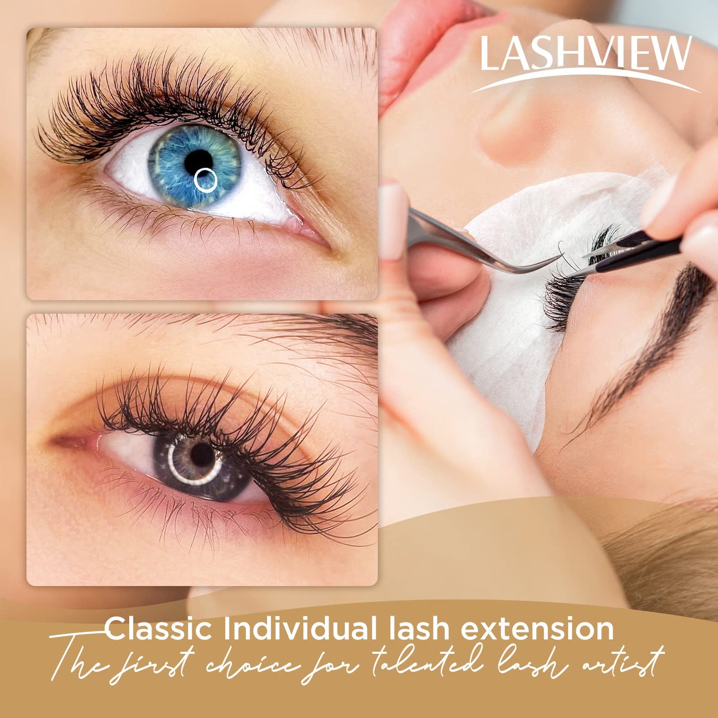 LASHVIEW Silk Fake Eyelash Extensions C Curl 13mm 0.20 Thickness Thick Lashes Semi-Permanent Eyelashes Natural Individual Application for Professional