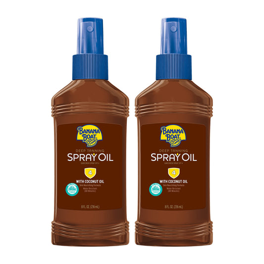 Banana Boat Deep Tanning Oil Spray SPF 4 | Dark Tanning Oil with SPF 4 Sunscreen, Water Resistant, 8Fl Oz each Twin Pack