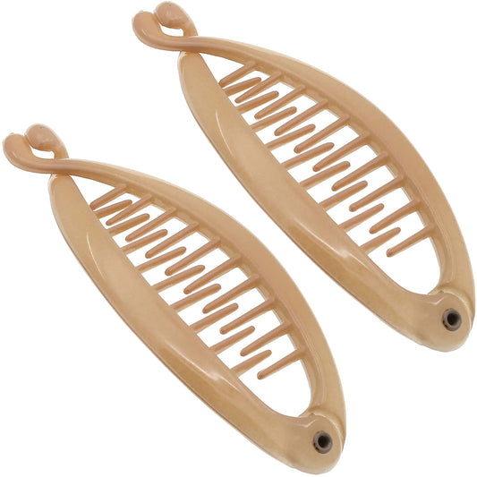 Camila Paris CP2207 2 Pack French Extra Small Banana Clip Hair Comb for Fine Hair Classic Banana Clips Hair for Thin Hair Ponytail Holder Interlocking