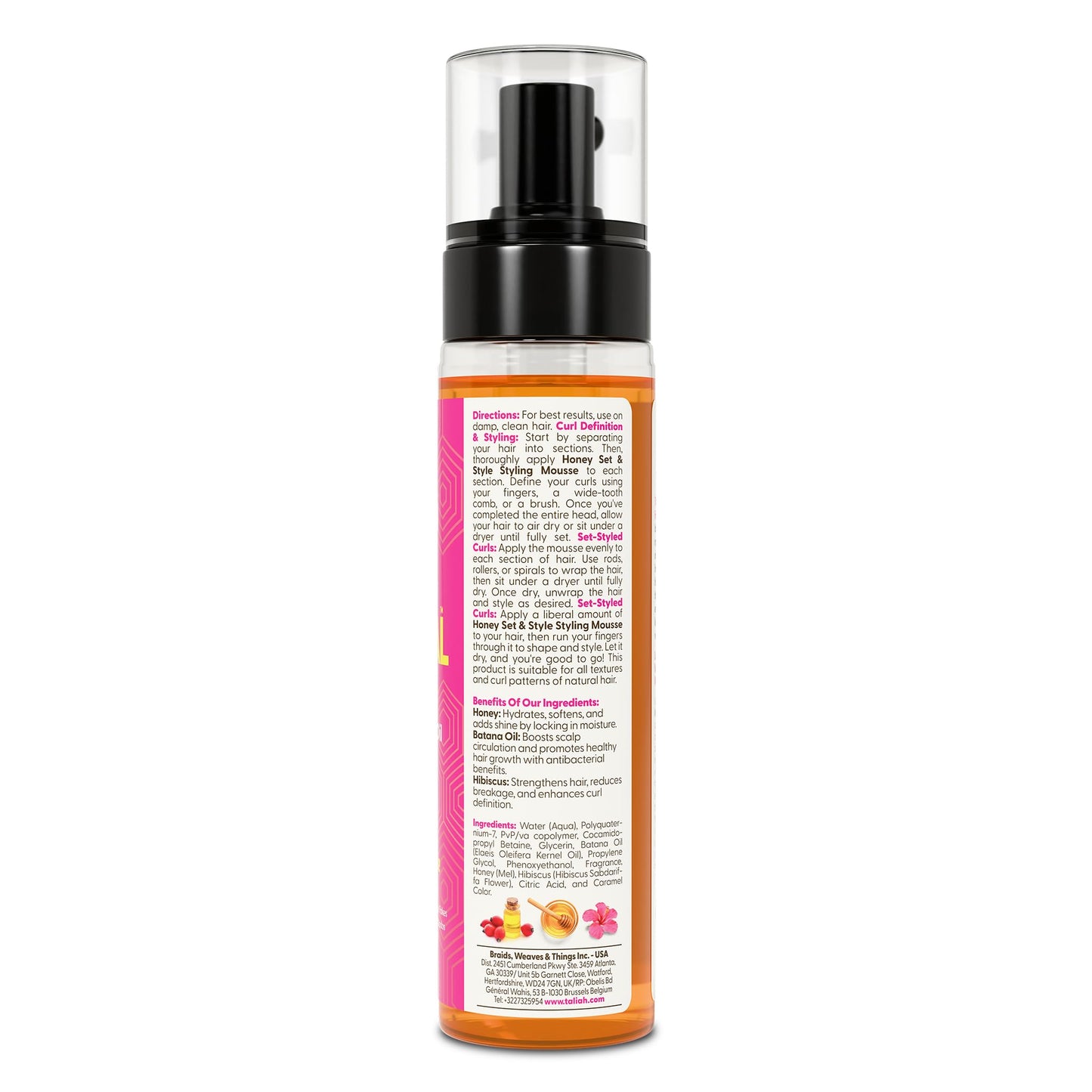 Taliah Waajid Love My Natural Hair Honey Set & Style Styling Mousse 8oz - Lightweight Foaming Mousse with Honey & Batana Oil - Curl Defining, Frizz