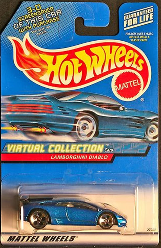 Hot Wheels Blue Lamborghini Diablo 2000 1:64 Scale Virtual Collection Die Cast Car #114