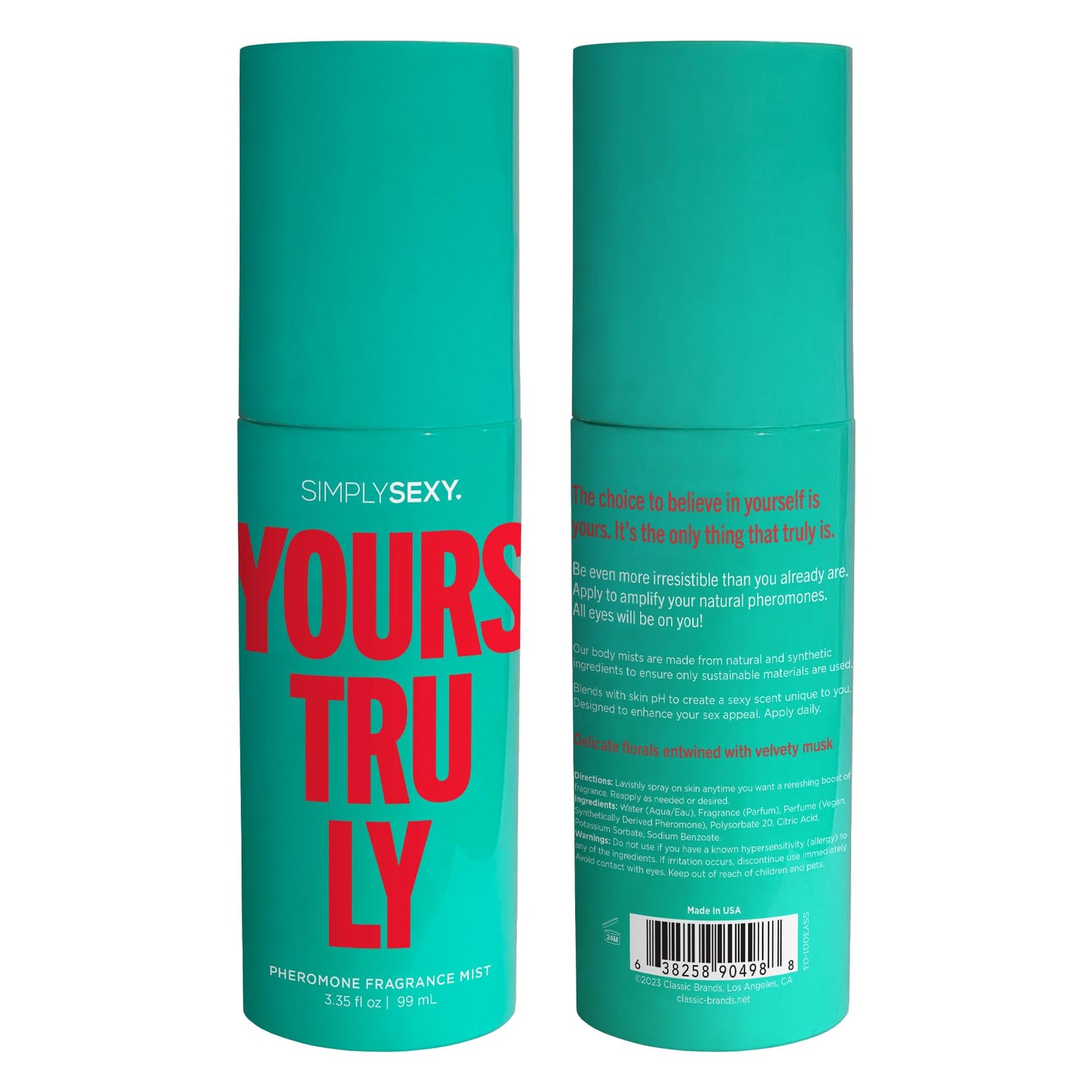 Simply Sexy Affirmations Yours Truly Pheromone Body Mist for Women - Fruity Floral Scent with Notes of Natural Fresh Lemon, Sweet Bergamot, and