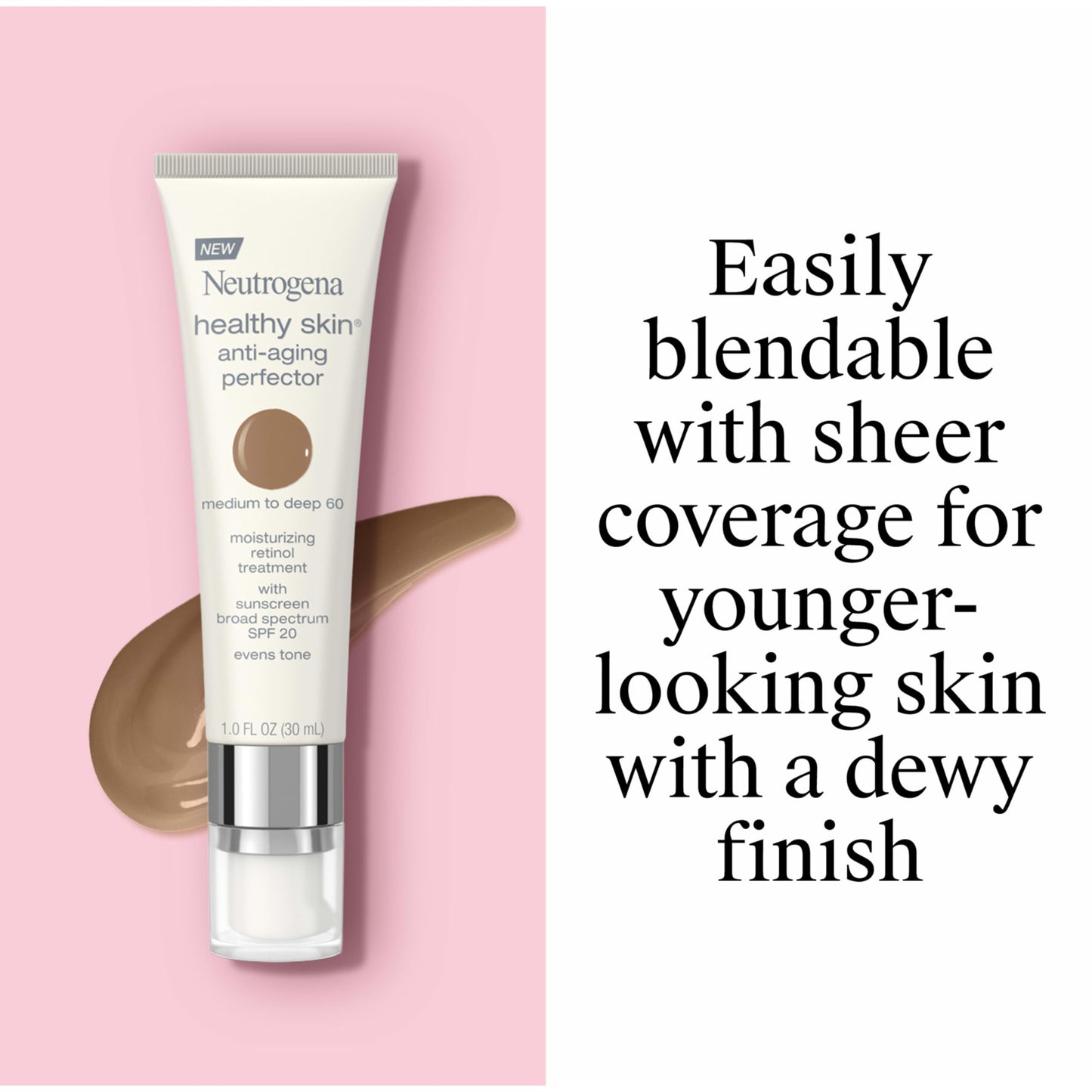 Neutrogena Healthy Skin Anti-Aging Perfector Tinted Facial Moisturizer and Retinol Treatment with Broad Spectrum SPF 20 Sunscreen with Titanium