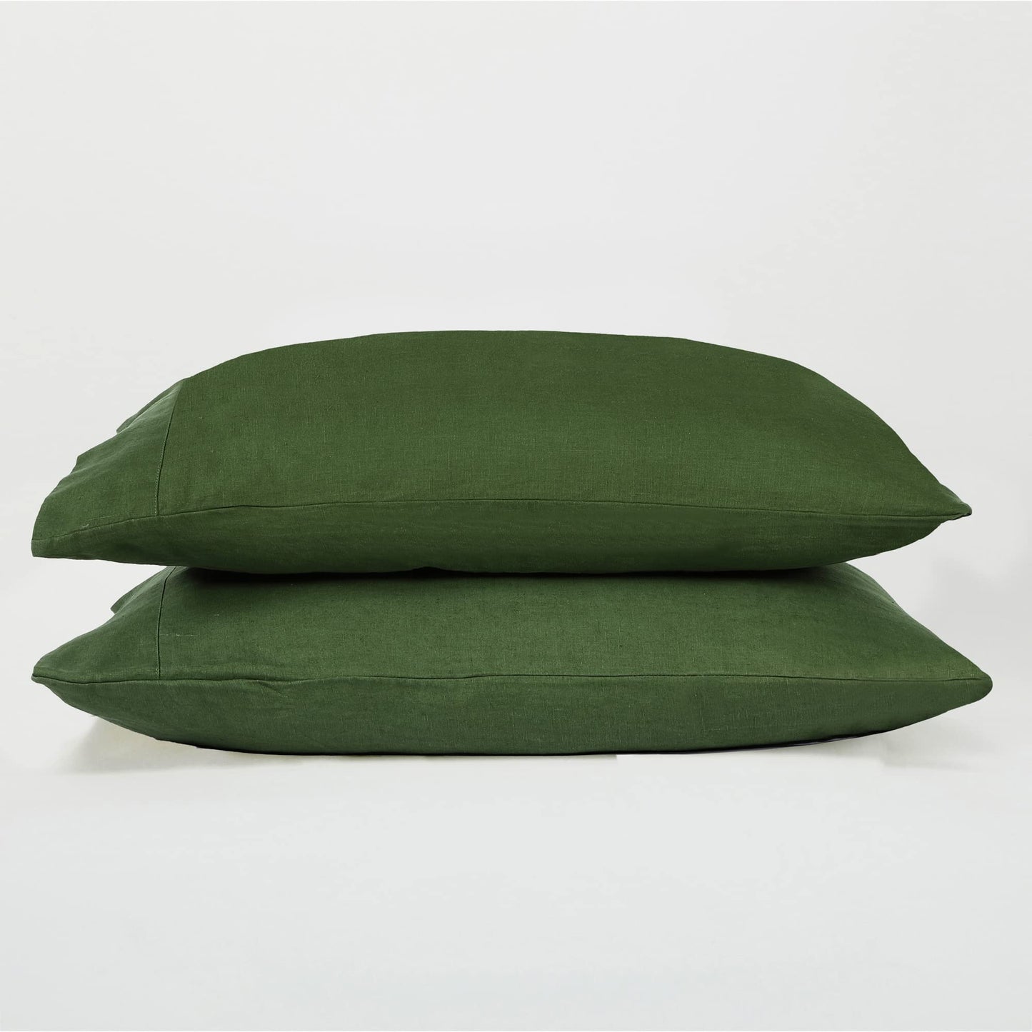 SIJO Premium Stone Washed 100% French Linen Pillowcases, 2-Pack, Small Batch Sourced from Normandy, Breathable and Durable (Forest, Queen)