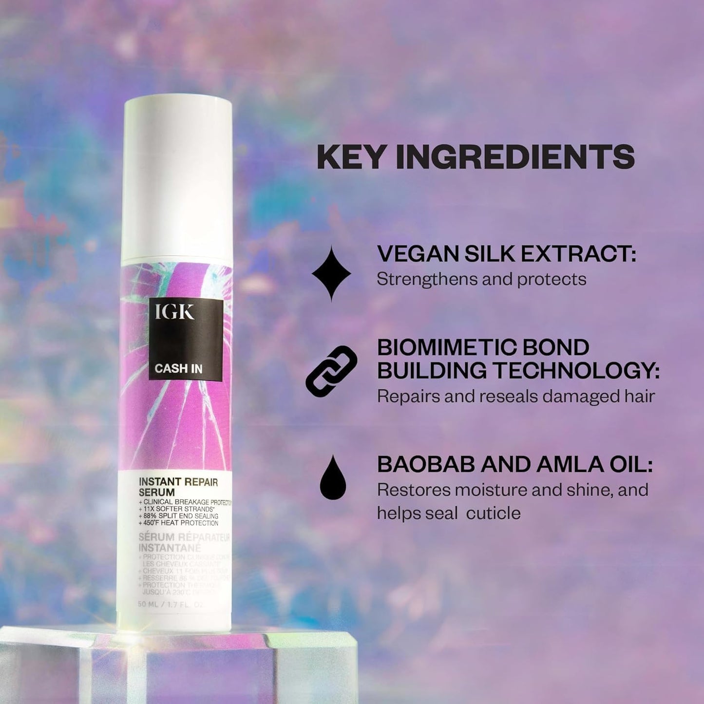 IGK Bond-Building Repair Set | ANTISOCIAL Bond-Building Dry Hair Mask + CASH IN Instant Repair Serum | Repair + Protect + Soften | Vegan + Cruelty