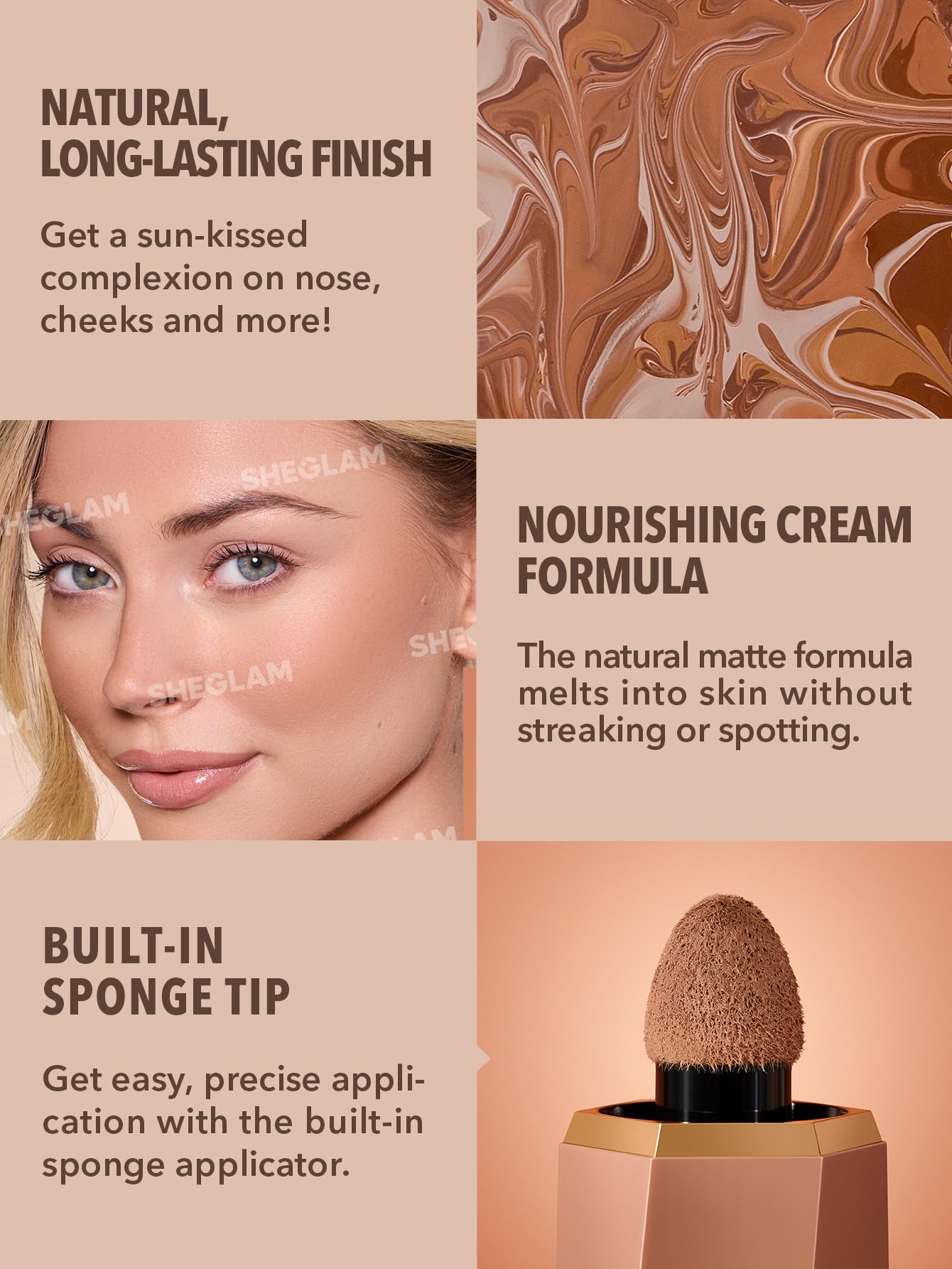 SHEGLAM Sun Sculpt Cool Toned Liquid Contour Stick Long Lasting Cream Bronzer Makeup - Earthy Sepia Beauty and Personal Care SHEGLAM