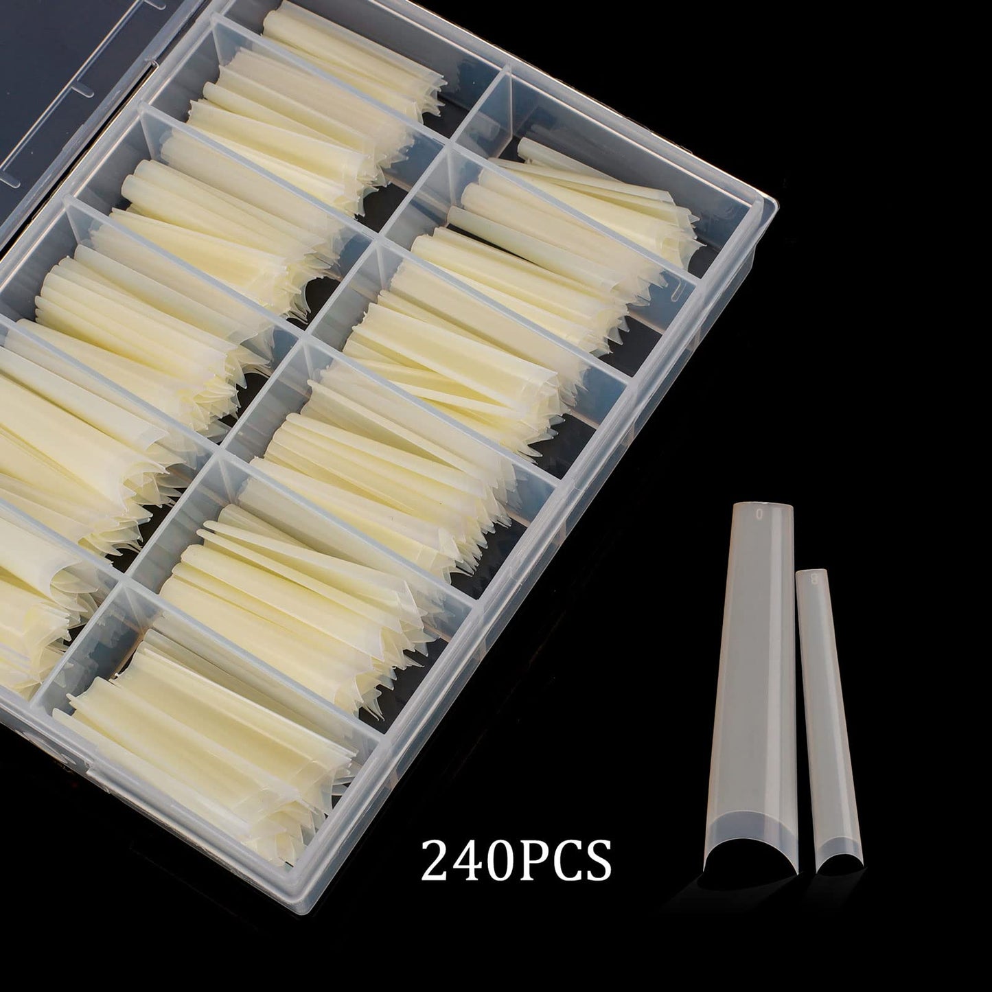 Tapered Extra Long Nail Tips, Ballerina Natural Acrylic Fake Nail Tips, Press On Nail False Nails with Box for Nail Salons and DIY Nail Art, 240PCS