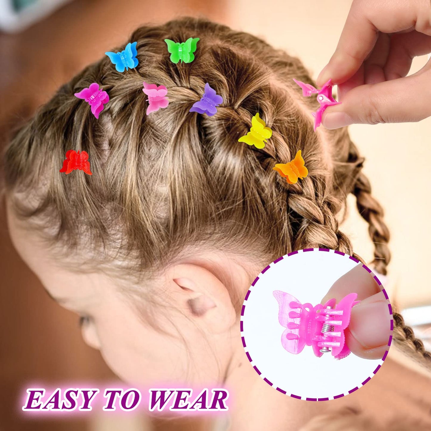 Mandalahuang Hair Clip, 100 Pcs Butterfly Hair Clips, Pastel, Rainbow, Mini Hair Clip for Girls
