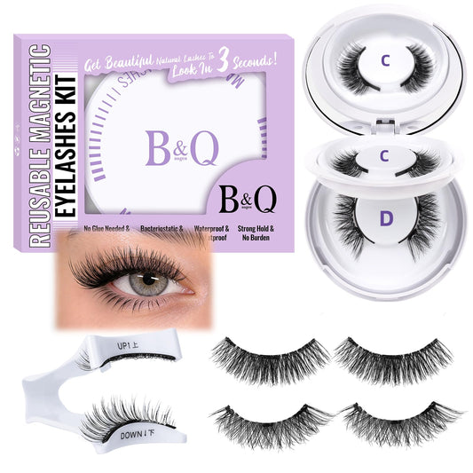 B&Q Magnetic Eyelashes with Applicator 2 Pair Natural Look Magnetic Lashes Beauty and Personal Care B&Qaugen Default Title