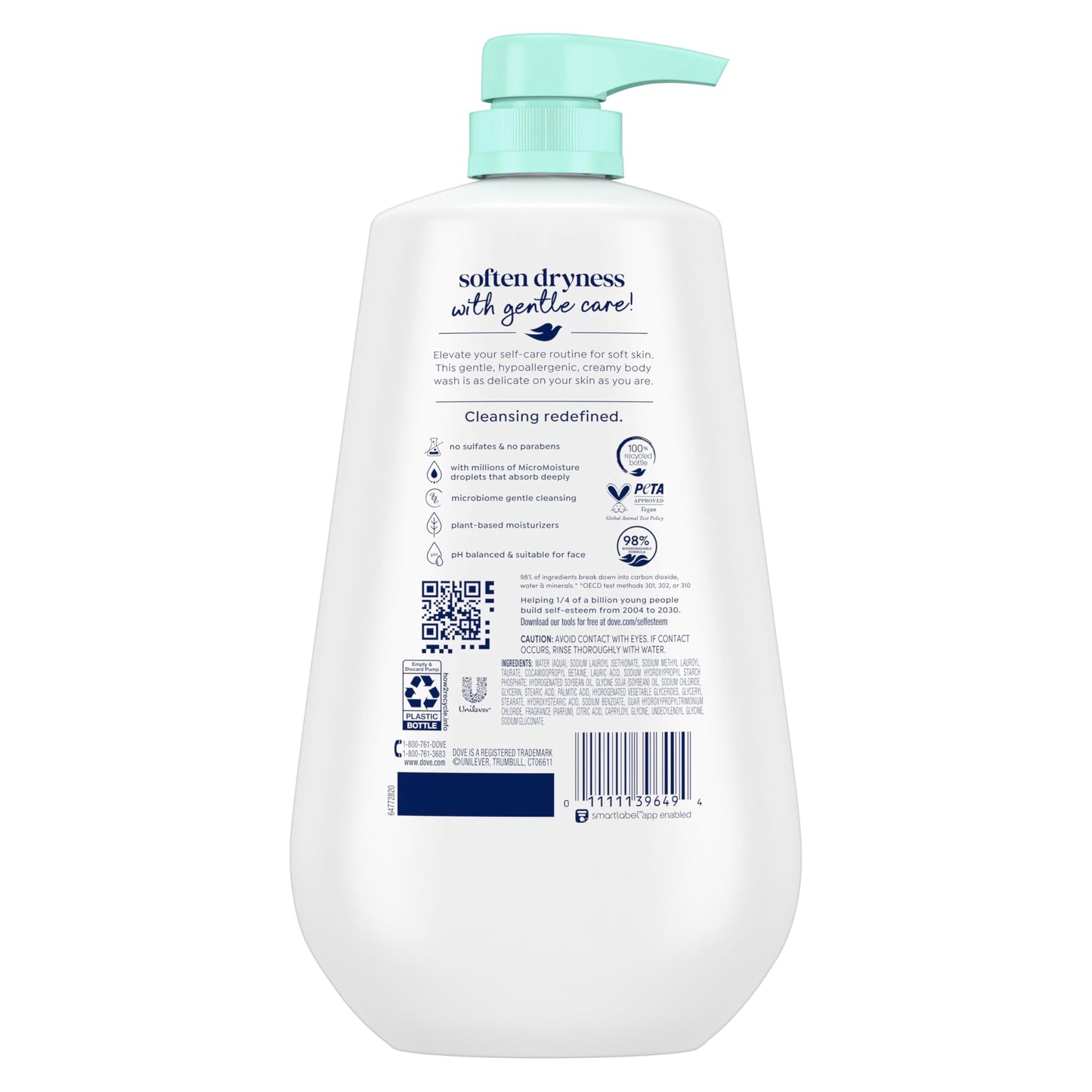 Dove Body Wash with Pump Sensitive Skin For 24hr Lotion-Soft Skin Moisturizing Skin Cleanser Gentle Hypoallergenic Formula with No Sulfates No Beauty & Personal Care Dove