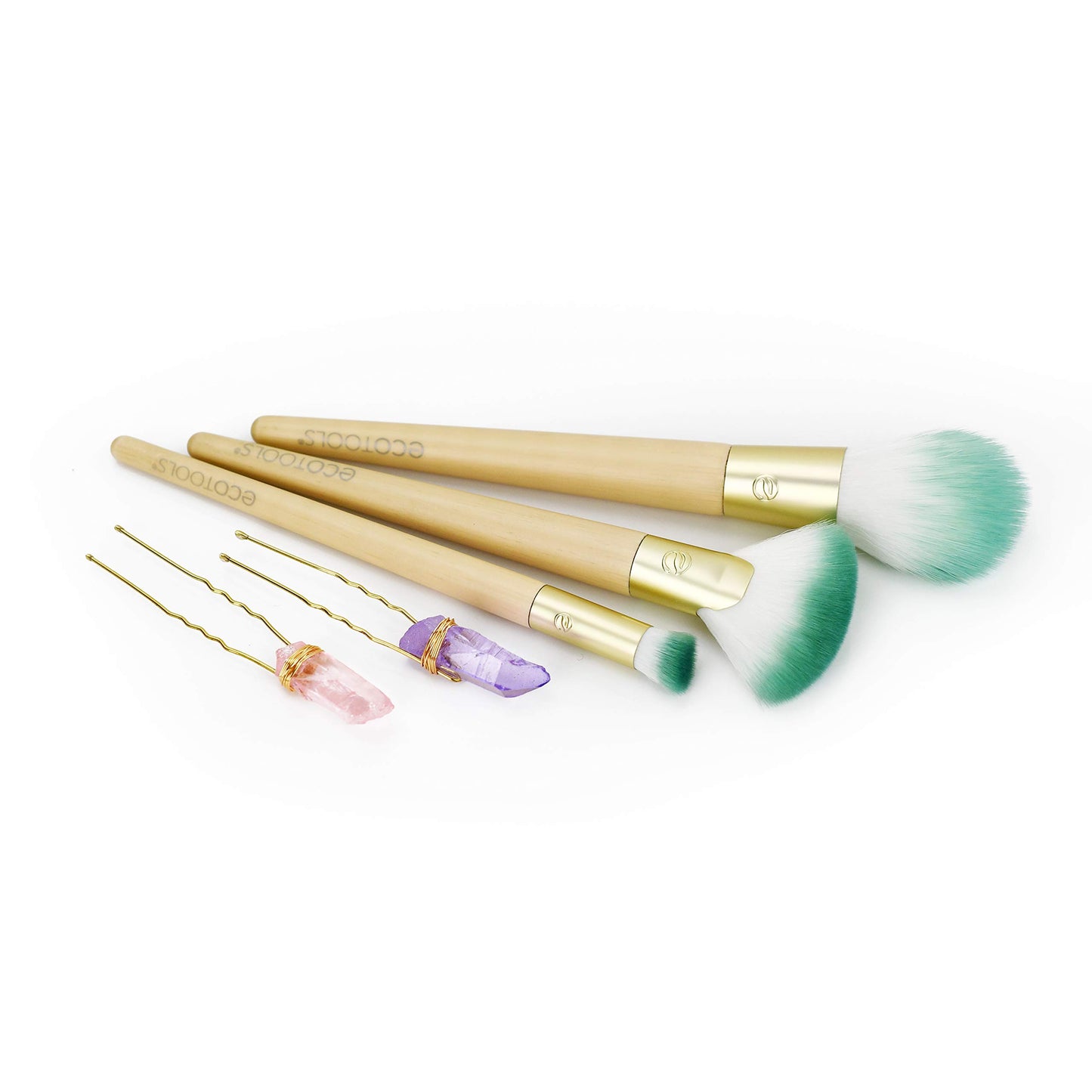 Ecotools Glossy Finish MakeUp Brush Set, Beige/Green (Set of 5)