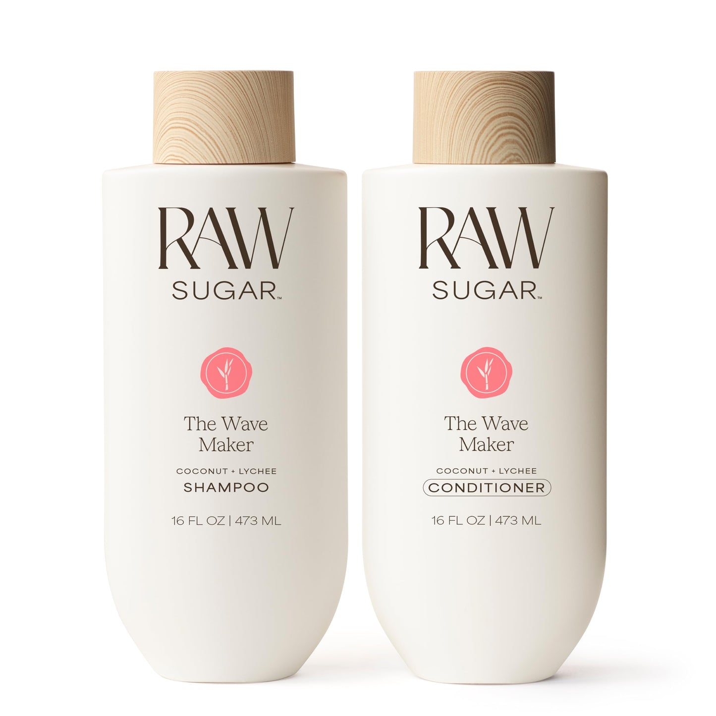 Raw Sugar Shampoo and Conditioner Set, The Wave Maker Hair Care Duo, 16 Fl Oz Each, Enhances Texture, Volume & Shine for Soft, Natural Wavy Curls