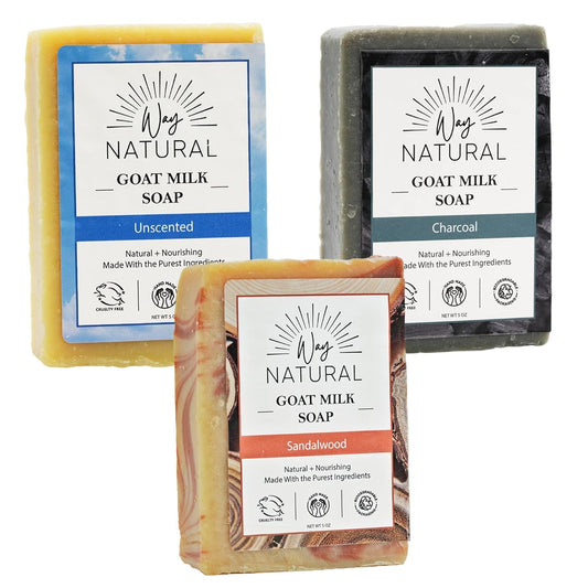 Way Natural Goat Milk Soap Bar (Variety 3 Pack) - Natural Bar Soap for Men & Women - Handmade w/Real Milk, Hands/Body - Premium, Gentle, No Dyes Beauty & Personal Care Way Natural