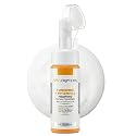 SpaScriptions 2 in 1 Cleanse & Exfoliate Foaming Facial Cleanser - Turmeric & Vitamin C Face Wash with Silicone Brush for Dull & Uneven Skin Tone