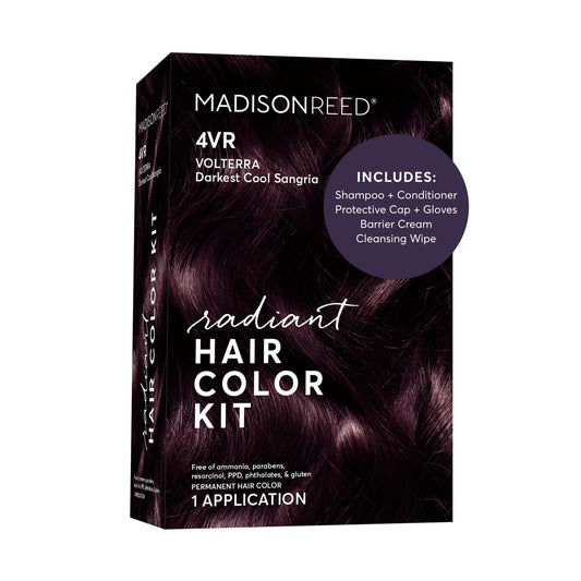 Madison Reed Radiant Hair Color Kit - 4VR Darkest Cool Sangria with Vibrant Violet Red Tones (Volterra Amethyst), Vivid Permanent Hair Dye for Bold