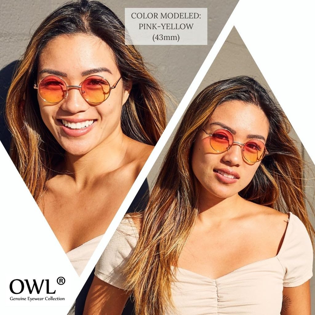 OWL Round Purple Gradiant Sunglasses Metal Frame Hippie Sunglasses UV400 Polycarbonate Lens John Lennon Sunglasses for Men Women