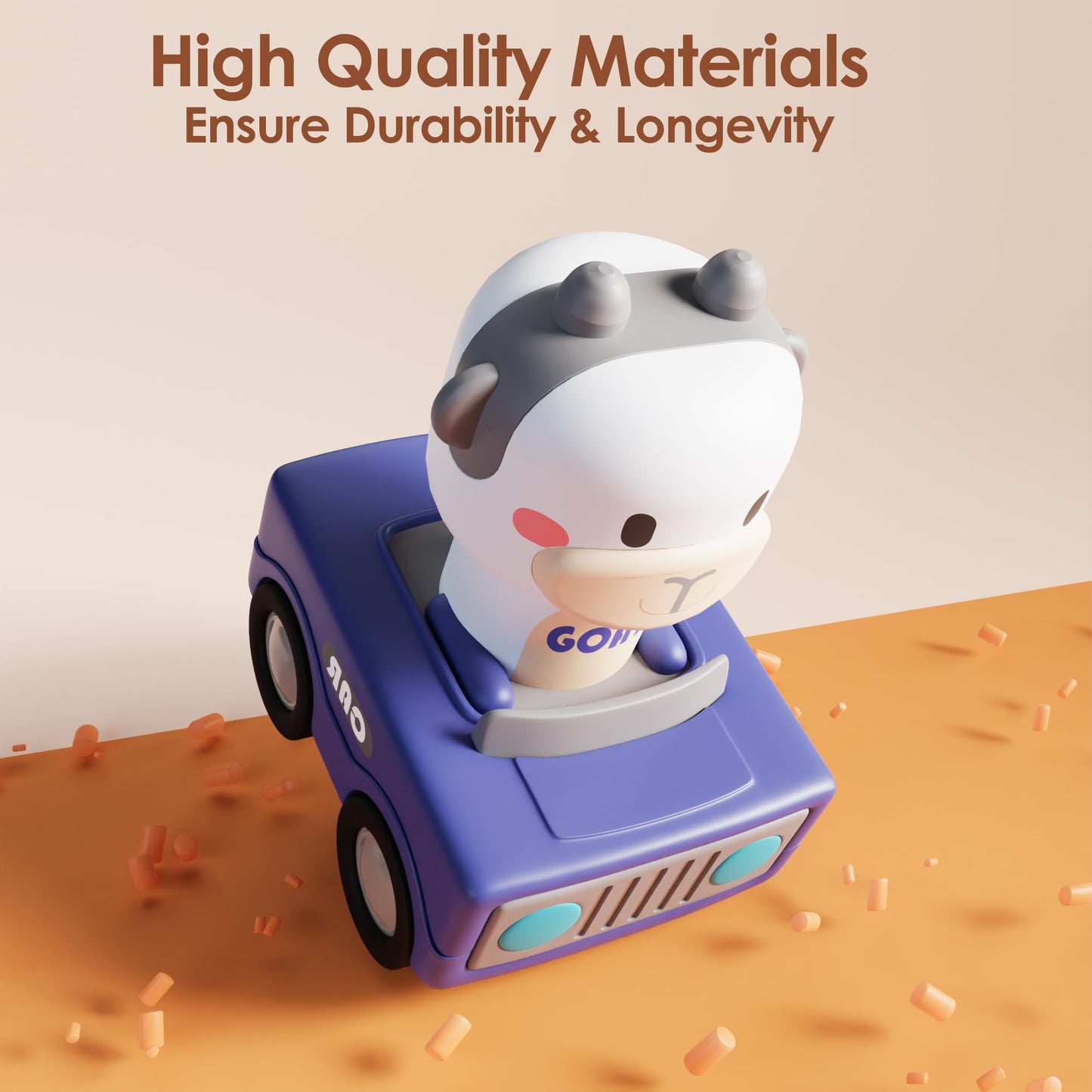 iPlay iLearn Press & Go Car Toys for Toddlers, Baby Push Friction Animal Cars, Infant Play Vehicles, 1st Birthday Gifts Ages 1-3