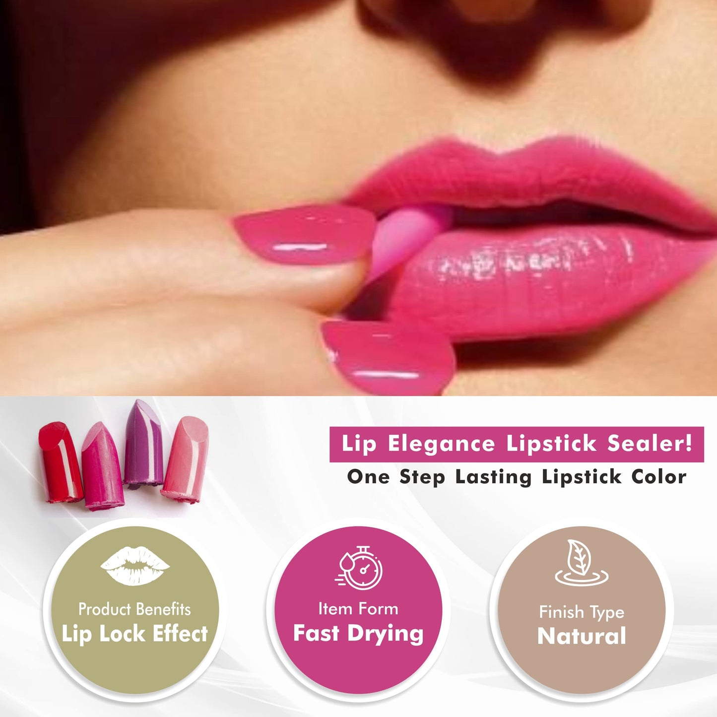 Lip Elegance Lipstick Sealer - Long Lasting Lipstick Sealer with Brush Applicator - Waterproof, Smudge Proof, Oilproof - All Day Liplock Effect 0.17