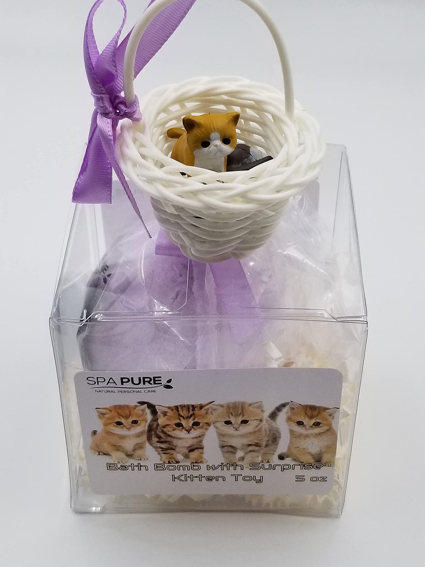 Bath Fizzy with Surprise Toy: Kitten Toy Inside Bath Fizzy with Cute Basket, XL (5 oz) Great for Bubble Baths, Perfect for Girls and Boys