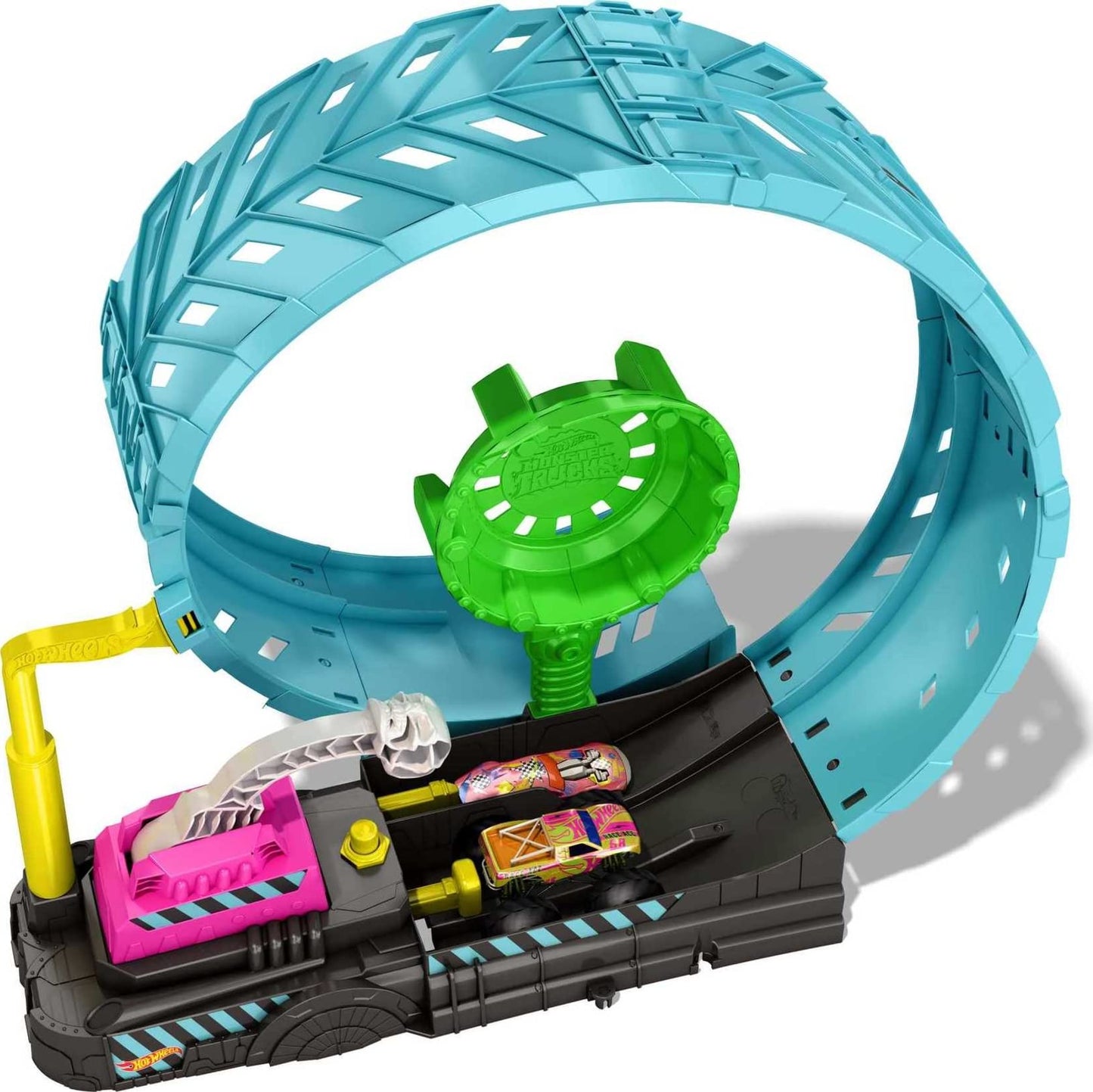 Hot Wheels Monster Trucks Glow in The Dark Epic Loop Challenge Playset with Launcher, Ramp & Giant Loop, Includes 1:64 Scale Die-Cast Toy Truck & Car