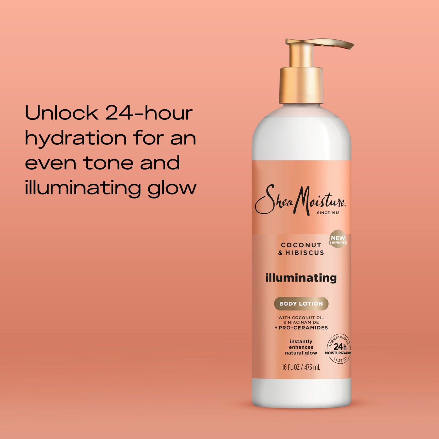 SheaMoisture Illuminating Body Lotion with Coconut Oil, Hibiscus, Niacinamide and Pro-Ceramides, Instantly Enhancing Skin's Natural Glow, 24H Beauty & Personal Care Shea Moisture