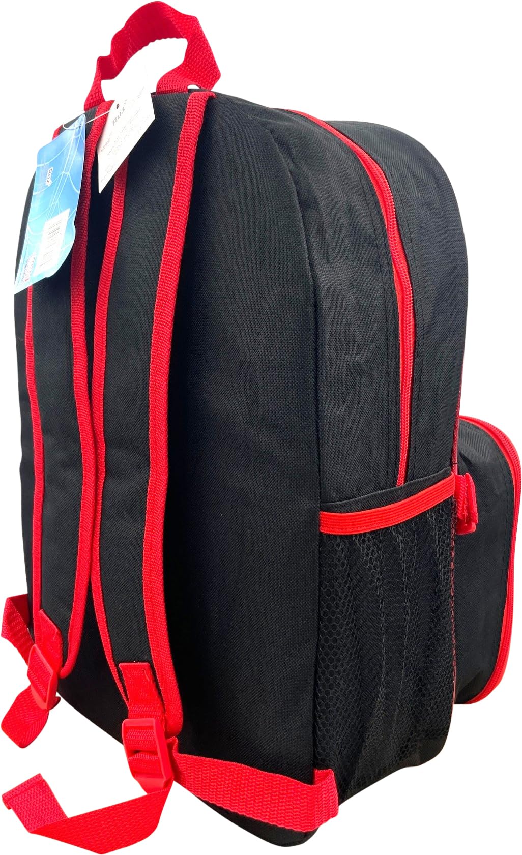 Ruz Spiderman Boy's 16 Inch Backpack With Removable Matching Lunch Box Set (Black-Red-Red)