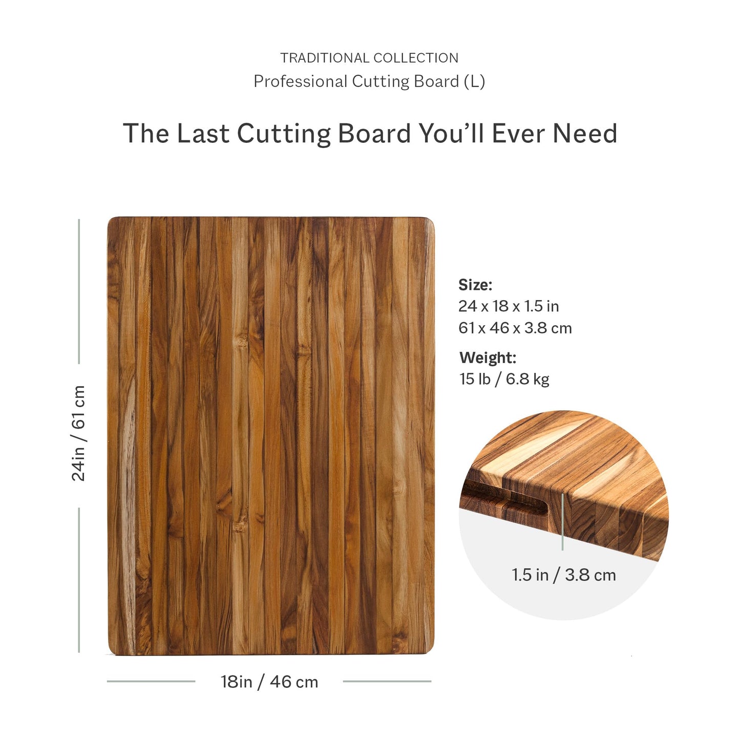 Teakhaus Cutting Board - Extra Large (XL) Wood Cutting Board with Grip Handles - Holiday Gift Ideas for Men and Women - Gift-Ready, Reversible, Edge…