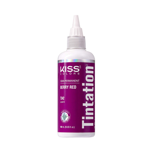 Red by Kiss Tintation Semi-Permanent Hair Color, Aloe Vera Water Based, Argan Oil, Olive Oil, Collagen & Keratin, Long-Lasting Color Dye (Berry Red, 5