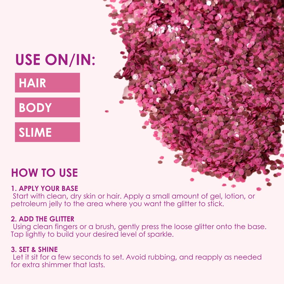Biodegradable Glitter, 8 Colors, Vegan, for Hair and Body, Safe for Children (Every Night is Girl's Night)
