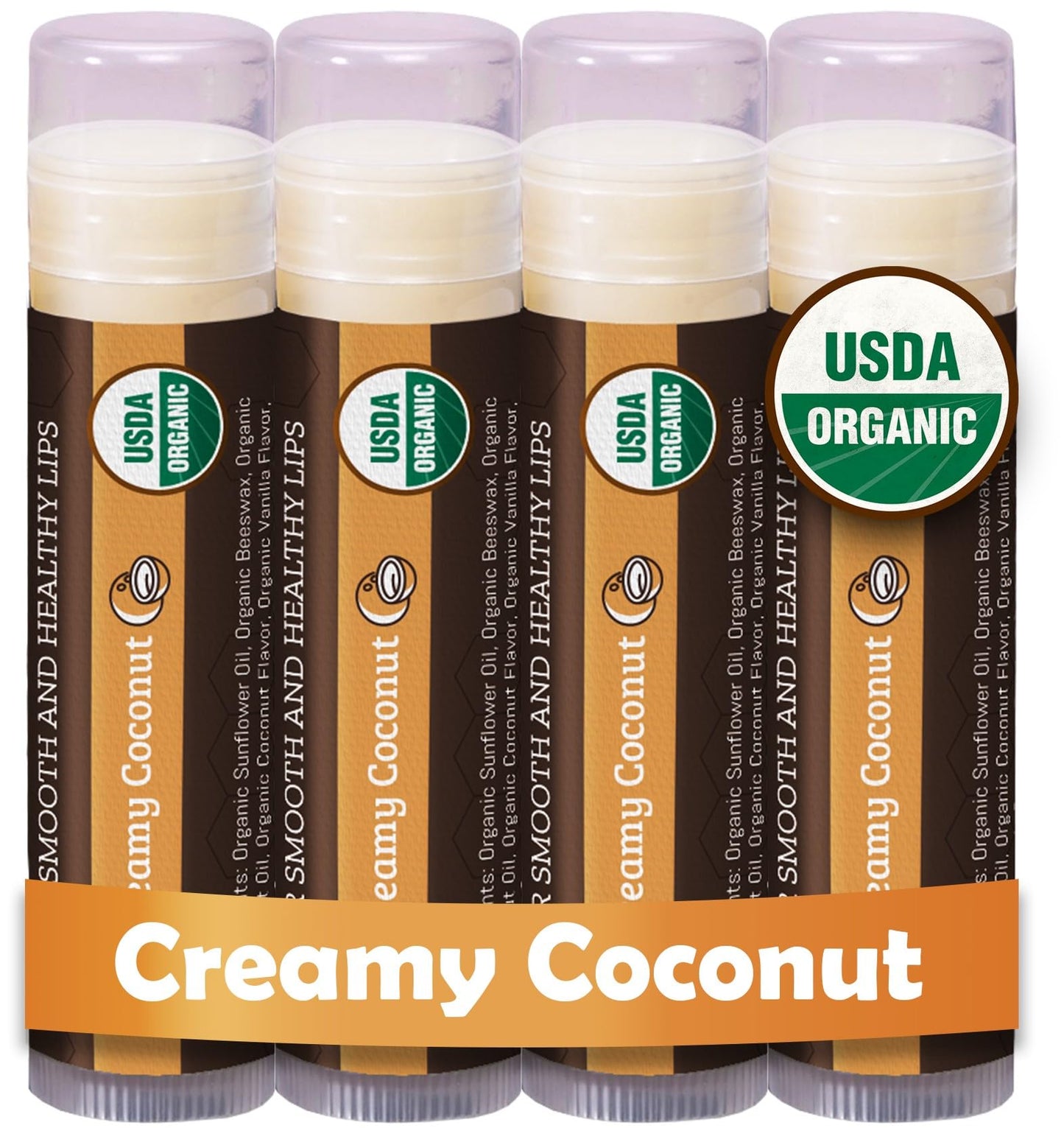 SPF Lip Balm 4-Pack by Earth's Daughter - Lip Sunscreen, SPF 15, Organic Ingredients, Coconut Flavor, Beeswax, Coconut Oil, Vitamin E Beauty and Personal Care Earth's Daughter Default Title