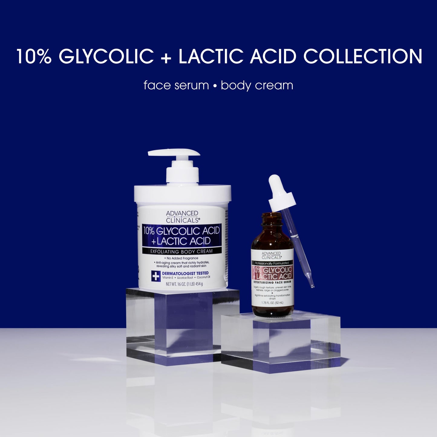 Advanced Clinicals Exfoliating 10% Glycolic Acid Serum For Face + Lactic Acid | Facial Exfoliant AHA + Salicylic Acid Serum To Improve Look Of Large