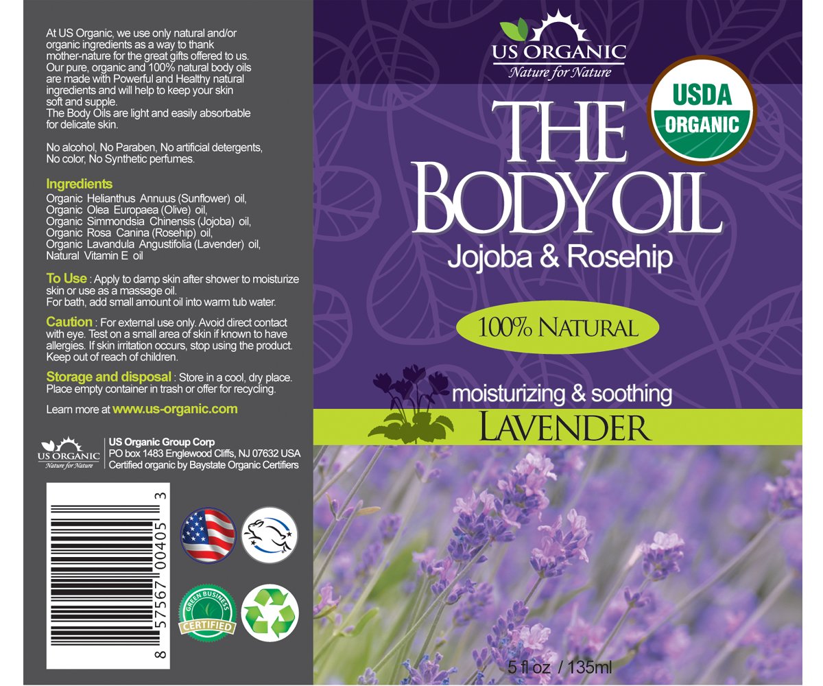 US Organic Body Oil - Elegant Lavender - Jojoba and Rosehip Oil with Vitamin E, Certified Organic, No Alcohol, Paraben, Artificial Detergents, Color Beauty and Personal Care US Organic