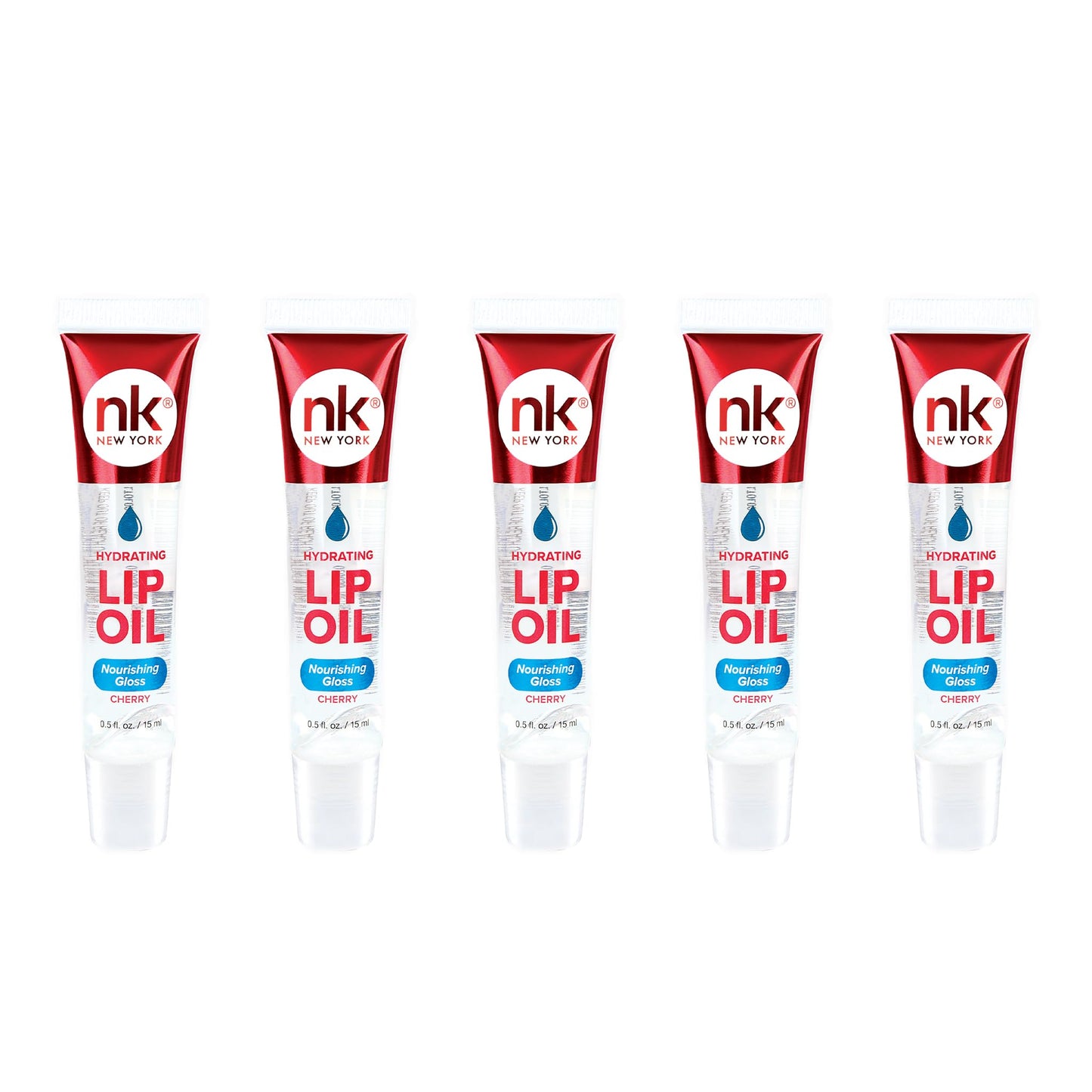 Nicka K Hydrating Lip Oil Nourishing Glass (CHERRY-5PK)