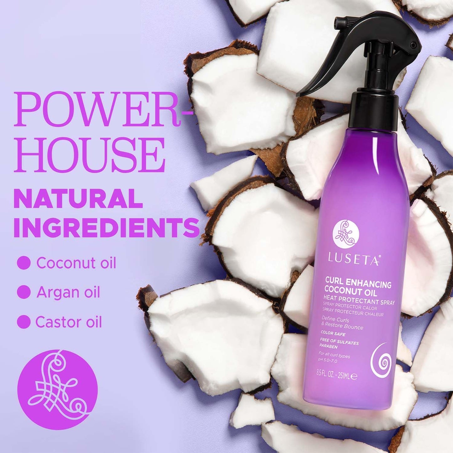 Luseta Curl Enhancing Heat Protectant Spray Define Curls & Resotre Bounce for Curly and Wavy Hair,Protect Hair from Heat Damage,Frizz-Free for Women