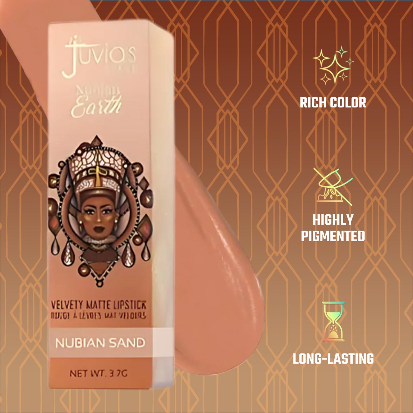Juvia's Place Nubian Earth Matte Lipstick Nubian Sand - Hydrating, Long-lasting, Richly Pigmented Lip Makeup, Creamy Lipstick with Matte Finish,