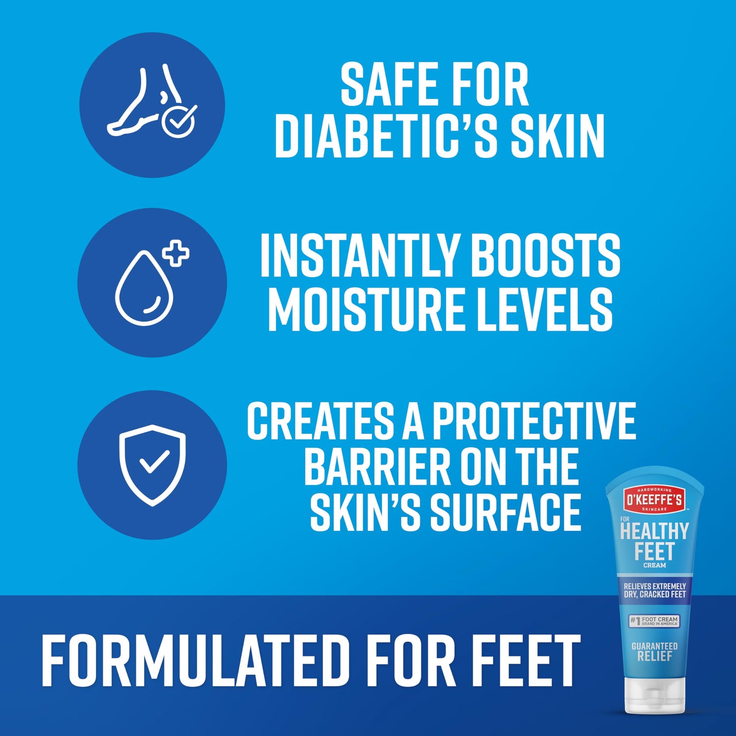 O'Keeffe's for Healthy Feet Foot Cream - 3 oz Tube (2 Pack) - Guaranteed Relief for Extremely Cracked, Dry Feet, Repairing Skincare, Instantly Boosts