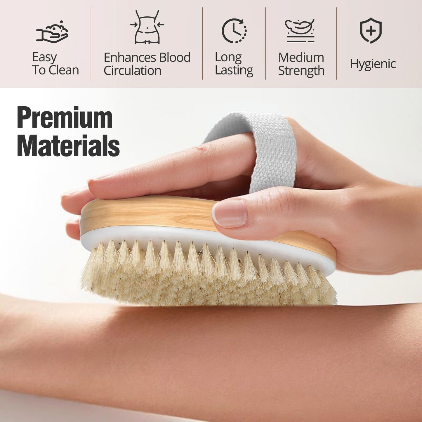 2 Pack Dry Brushing Body Brush, Natural and Soft Bristle Shower Brush for Body Cleaning, Exfoliating Bath Brush for Lymphatic Drainage Improve Beauty and Personal Care Tskcos